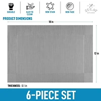 Vinyl Woven Placemats for Dining Table Set of 6 - Stain-Resistant & Non-Slip Pvc Table Place Mats