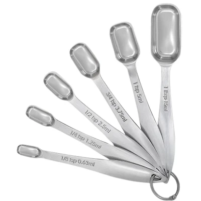 Zulay Kitchen Stainless Steel Measuring Spoons Set - Rectangular Metal Measuring Spoons with Slim Design for Narrow Spice Jars