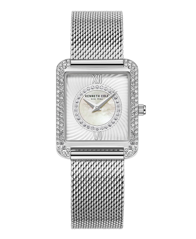Kenneth Cole New York Women's Classic Silver-Tone Stainless Steel Mesh Bracelet Watch 30.5mm