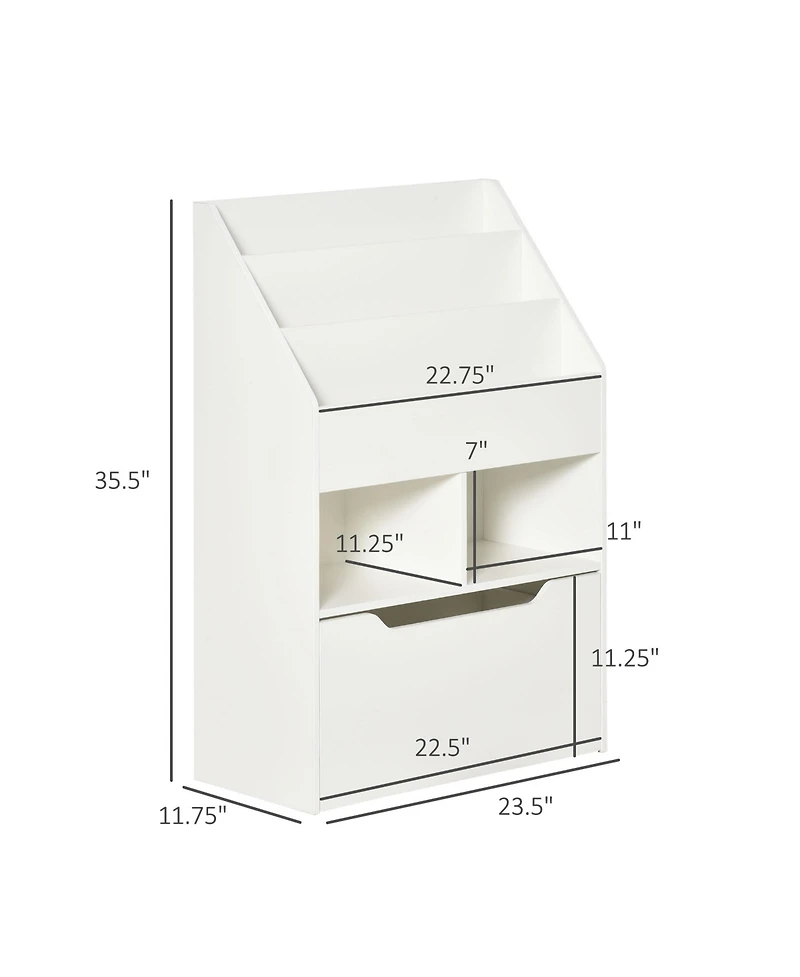 Homcom Kids Storage Bookcase Stand with Drawer for Toys & Books, White