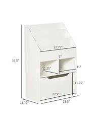 Homcom Kids Storage Bookcase Stand with Drawer for Toys & Books, White