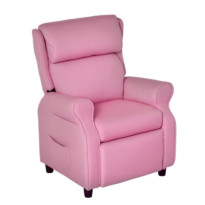 Qaba Kids Recliner Adjustable Armchair Sofa, Soft Sponge Cushion , Pink