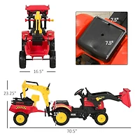 Aosom Kids Ride On Excavator/Bulldozer, Pedal Car Digger Toy