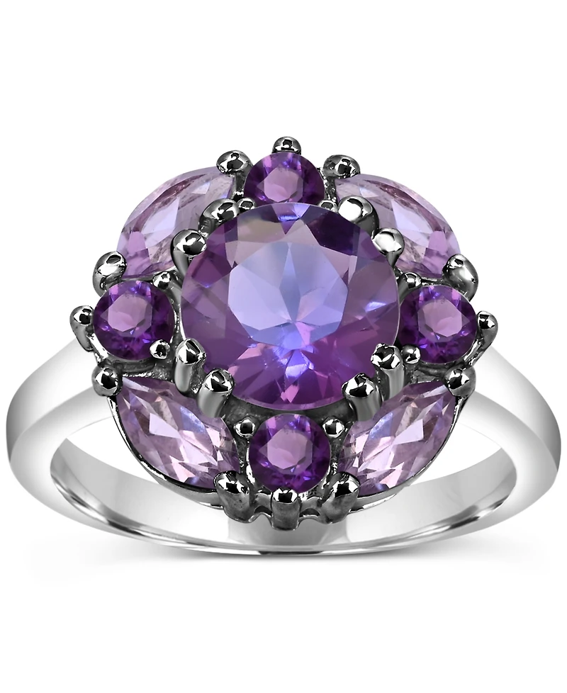 Amethyst (2-1/8 ct. t.w.) & Pink Amethyst (7/8 ct. t.w.) Cluster Ring in Sterling Silver