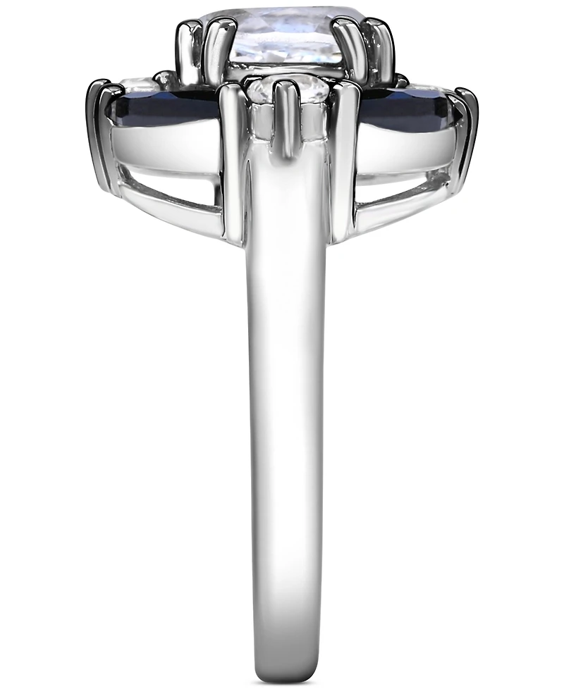 White Quartz (1-7/8 ct. t.w.), White Topaz (1/2 ct. t.w.) & Black Spinel (1-1/5 ct. t.w.) Cluster Ring in Sterling Silver