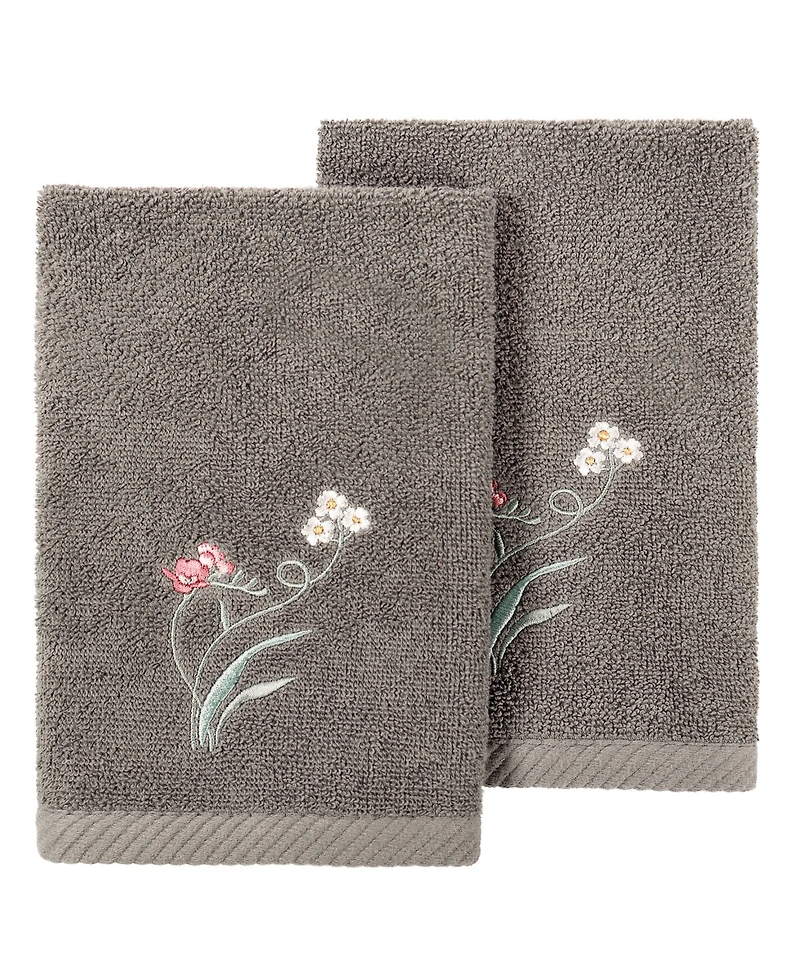 Linum Home Turkish Cotton Stella Embellished 2-Pc. Fingertip Towel Set