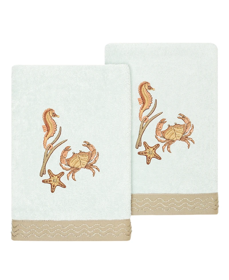 Linum Home Turkish Cotton Aaron Embellished 2-Pc. Hand Towel Set