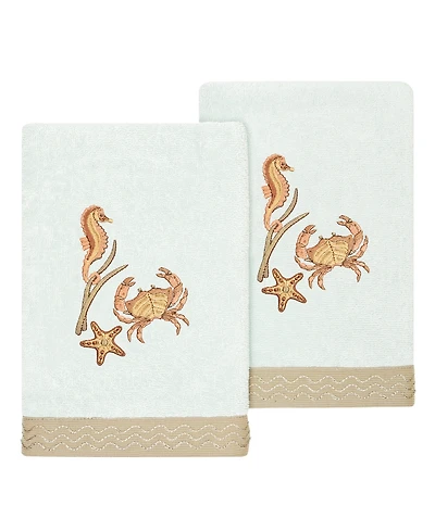Linum Home Turkish Cotton Aaron Embellished 2-Pc. Hand Towel Set