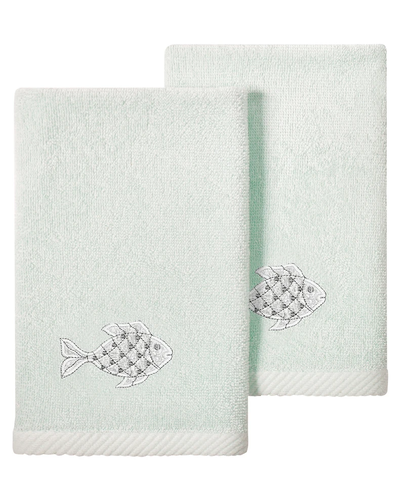 Linum Home Turkish Cotton Figi Embellished 2-Pc. Fingertip Towel Set