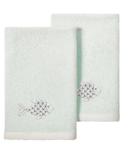 Linum Home Turkish Cotton Figi Embellished 2-Pc. Fingertip Towel Set