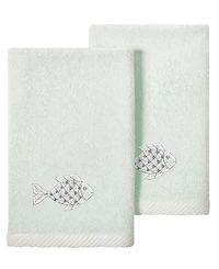 Linum Home Turkish Cotton Figi Embellished 2-Pc. Fingertip Towel Set