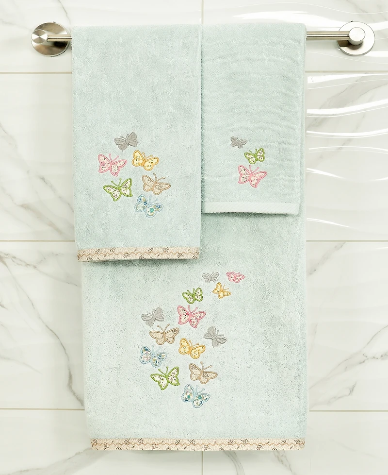 Linum Home Turkish Cotton Mariposa Embellished 2-Pc. Bath Towel Set