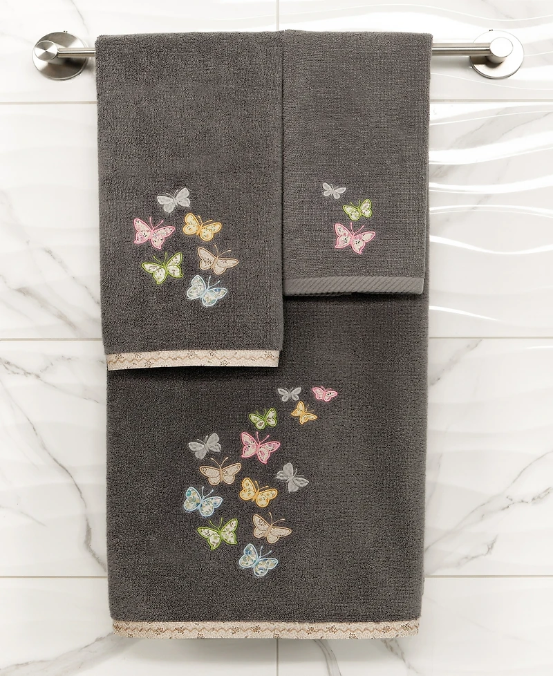 Linum Home Turkish Cotton Mariposa Embellished 2-Pc. Hand Towel Set