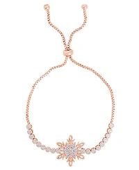 Macy's Rose Gold Plated Diamond Accent Snowflake Adjustable Bracelet