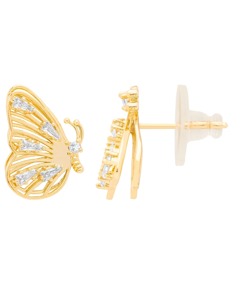 Macy's Gold Plated Cubic Zirconia Butterfly Stud Earrings