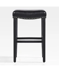 29" Upholstered Saddle Seat Faux Leather Bar Stool