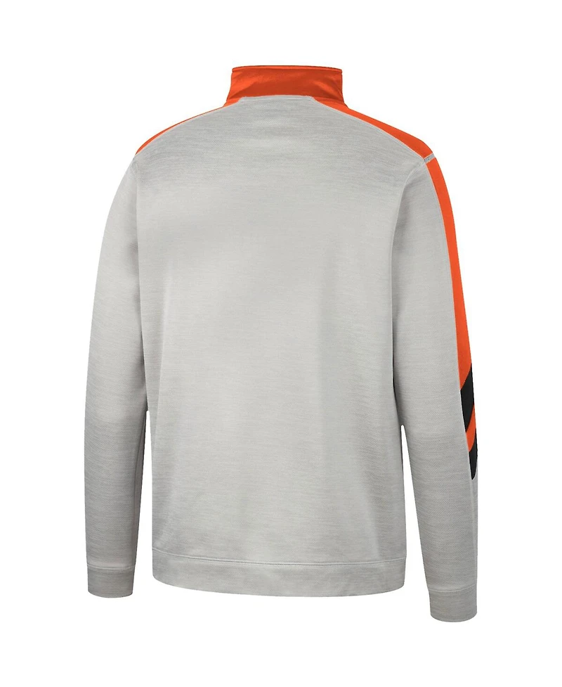 Men's Colosseum Gray and Orange Oregon State Beavers Bushwood Fleece Quarter-Zip Jacket