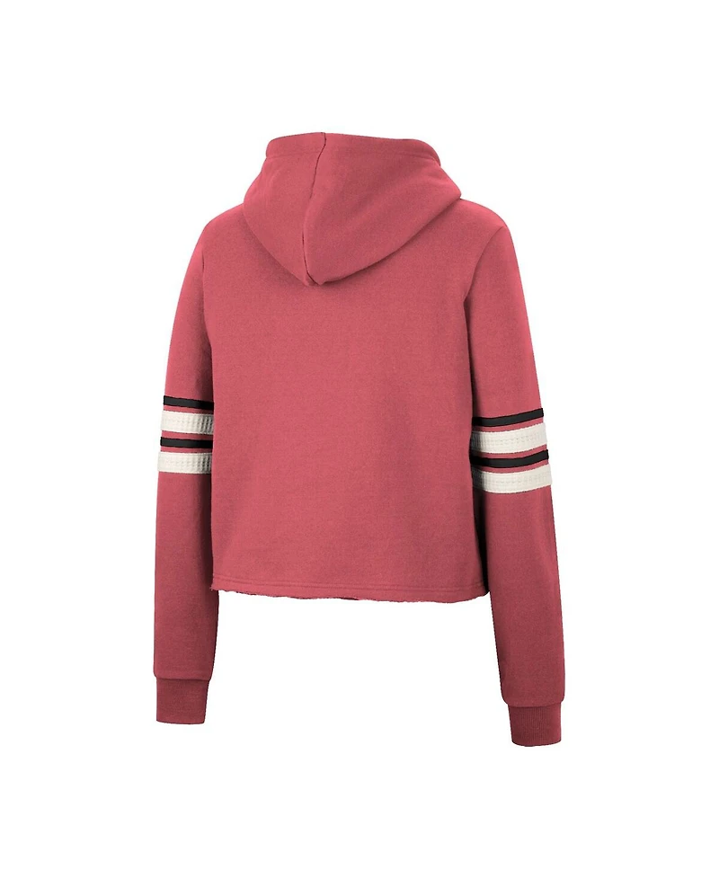 Women's Colosseum Red Wisconsin Badgers Retro Cropped Pullover Hoodie