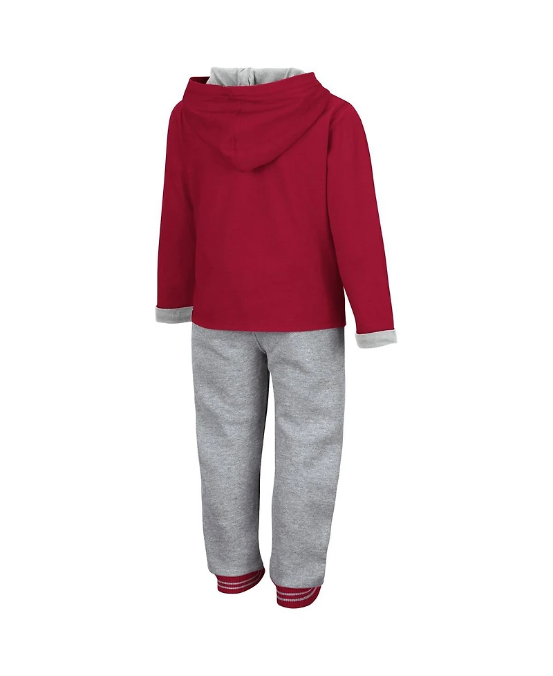 Toddler Boys Colosseum Crimson and Heathered Gray Washington State Cougars Poppies Pullover Hoodie Sweatpants Set