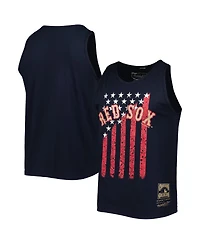 Men's Mitchell & Ness Navy Boston Red Sox Cooperstown Collection Stars and Stripes Tank Top