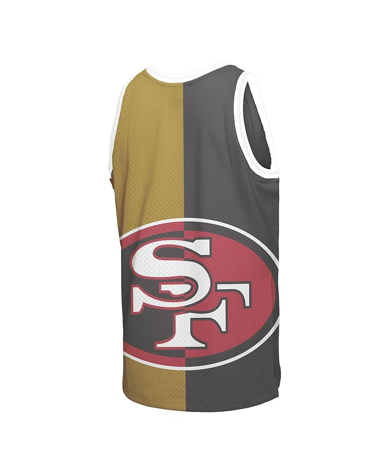Men's Mitchell & Ness Joe Montana Black, Gold San Francisco 49ers Retired Player Graphic Tank Top