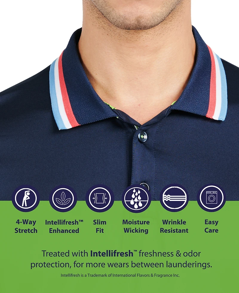 Society of Threads Men's Slim Fit Solid Tipped Performance Polo