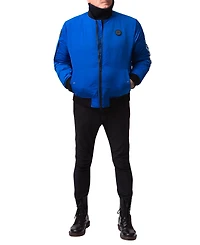 Space One Men's Nasa Inspired Hooded Bomber Jacket with Printed Astronaut Interior