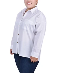 Ny Collection Plus Long Sleeve Blouse with Chest Pockets