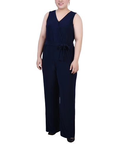 Ny Collection Plus Sleeveless Belted Jumpsuit