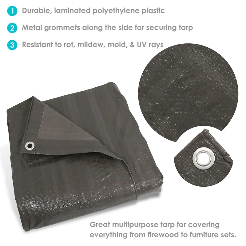 Dark Gray Reversible Heavy-Duty Multipurpose Outdoor Tarps - Set of 5 - 12 x 16 Feet