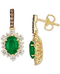 Le Vian Costa Smeralda Emeralds (1-1/3 ct. t.w.) & Diamond (3/4 ct. t.w.) Halo Drop Earrings in 14k Gold