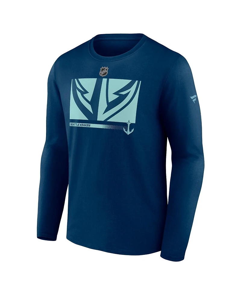 Men's Fanatics Deep Sea Blue Seattle Kraken Authentic Pro Core Collection Secondary Long Sleeve T-Shirt
