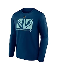 Men's Fanatics Deep Sea Blue Seattle Kraken Authentic Pro Core Collection Secondary Long Sleeve T-Shirt