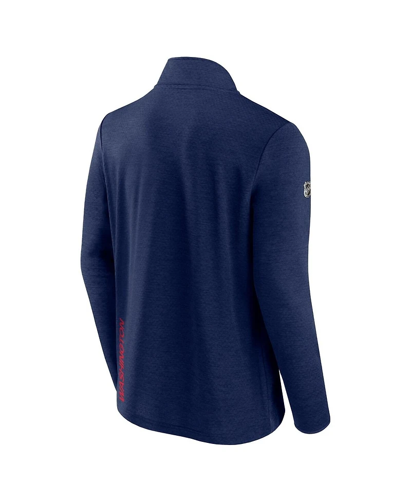 Men's Fanatics Heather Navy Washington Capitals Authentic Pro Rink Quarter-zip Jacket