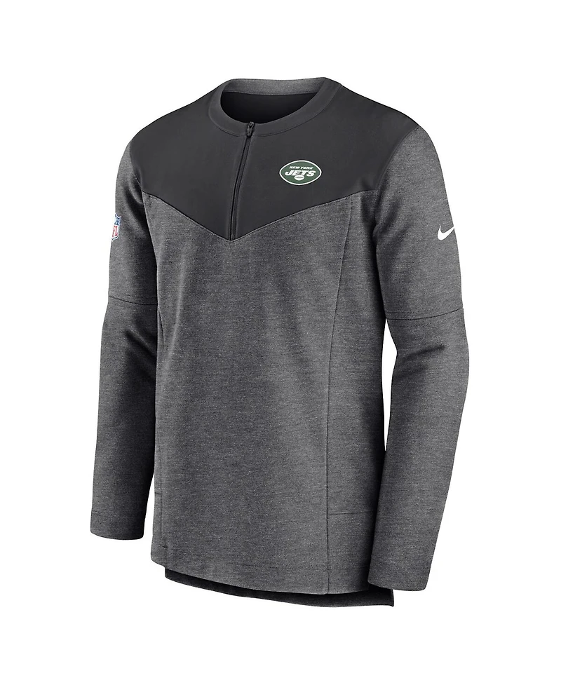 Men's Nike Charcoal New York Jets Sideline Lockup Performance Quarter-zip Jacket