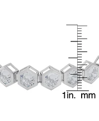 Macy's Fine Silver Plated Cubic Zirconia Hexagon Shaped Bezel Bolo Adjustable Bracelet