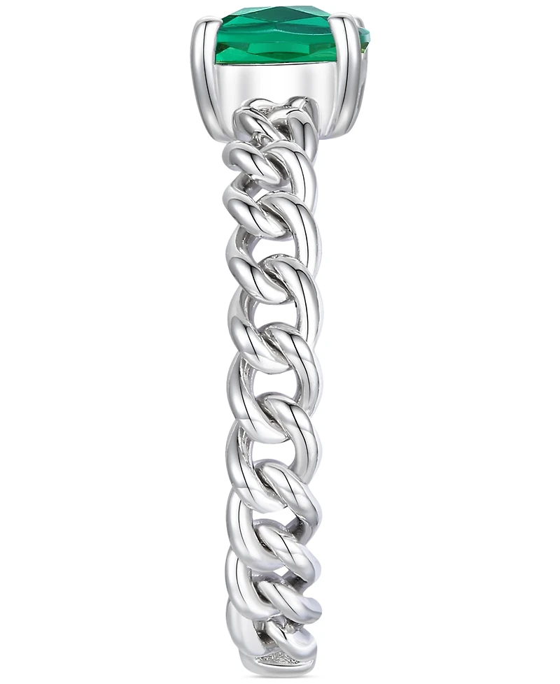 Amethyst Solitaire Chain Link Ring (7/8 ct. t.w.) 14k Rose Gold-Plated Sterling Silver (Also Blue Topaz, Emerald, Sapphire and Ruby)