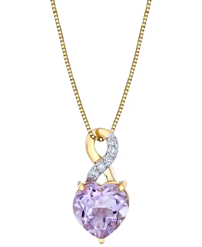 Pink Amethyst (1-3/4 ct. t.w.) & Diamond Accent Infinity Heart 18" Pendant Necklace in 10k Gold