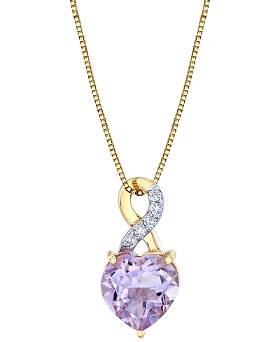 Pink Amethyst (1-3/4 ct. t.w.) & Diamond Accent Infinity Heart 18" Pendant Necklace in 10k Gold