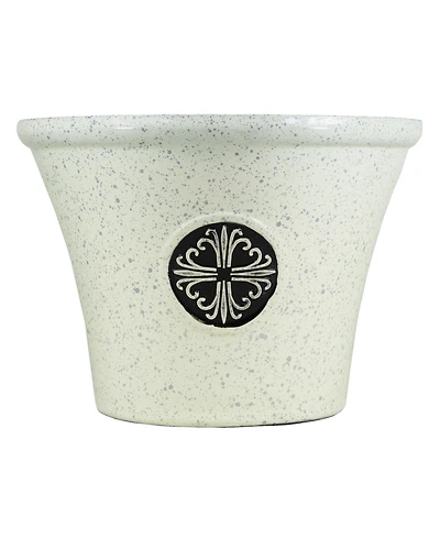Garden Elements Logo Large Plastic Modern Planter Beige 14.75 Inches