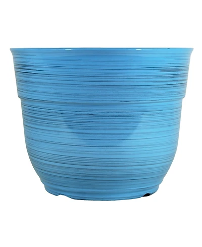 Garden Elements Glazed Brushed Happy Large Plastic Planter Bright 15 Inch