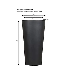 Tusco Products Cosmopolitan Tall Round Plastic Planter Black 32”