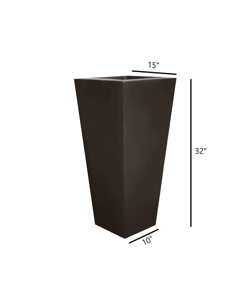 Tusco Products Cosmopolitan Tall Square Plastic Planter Brown, 32in