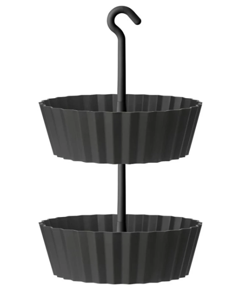 Tree Nest Sunny Hanging 2-Tiered Lace Planter Round Anthracite 10in