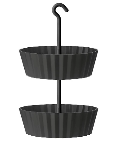 Tree Nest Sunny Hanging 2-Tiered Lace Planter Round Anthracite 10in