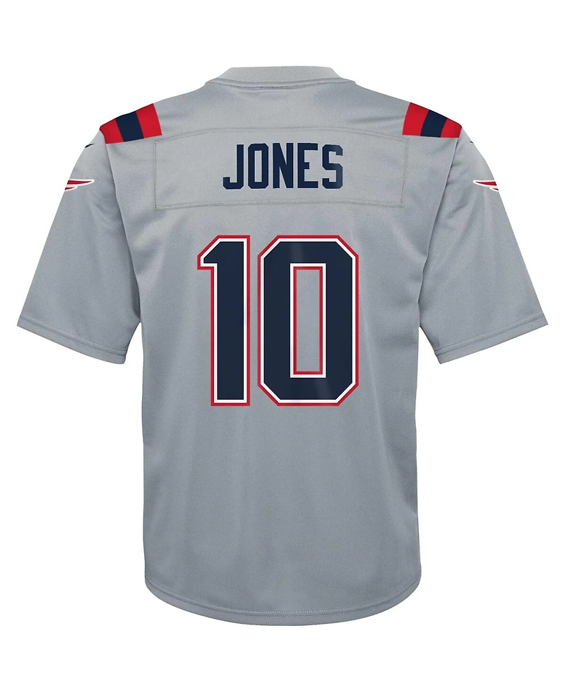 Big Boys Nike Mac Jones Gray New England Patriots Inverted Game Jersey