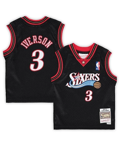 Infant Boys and Girls Mitchell & Ness Allen Iverson Black Philadelphia 76ers 2000/01 Hardwood Classics Retired Player Jersey