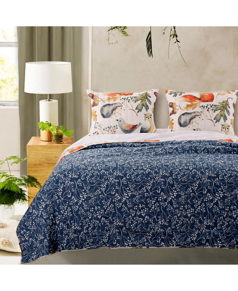 Greenland Home Fashions Willow 3-Pc. Quilt Set, Full/Queen