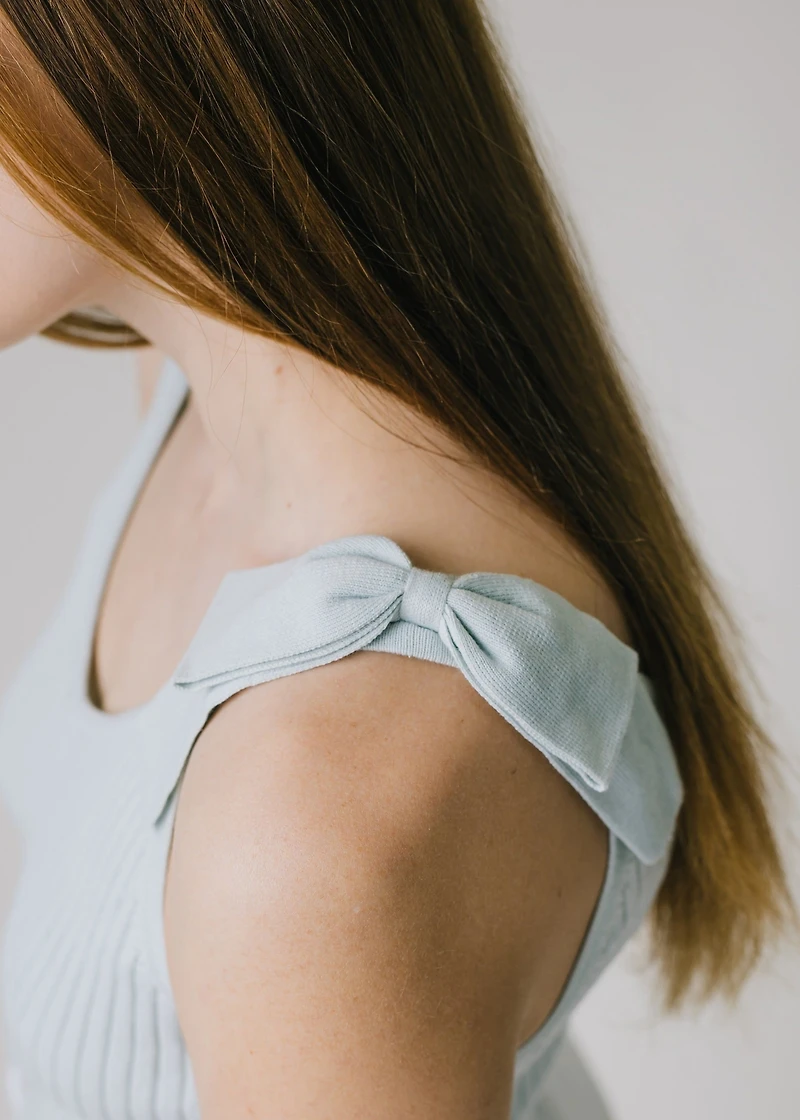 Hope & Henry Womens' V-Neck Rib Knit Tank with Bow