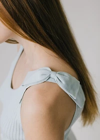 Hope & Henry Womens' V-Neck Rib Knit Tank with Bow